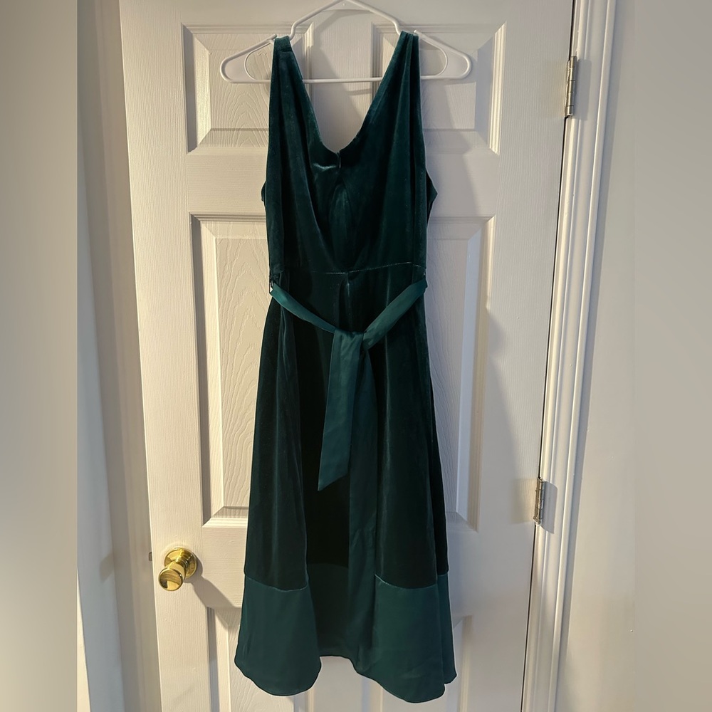 DKNY Deep Turquoise Velvet Faux Wrap Tie Dress - Picture 4 of 5